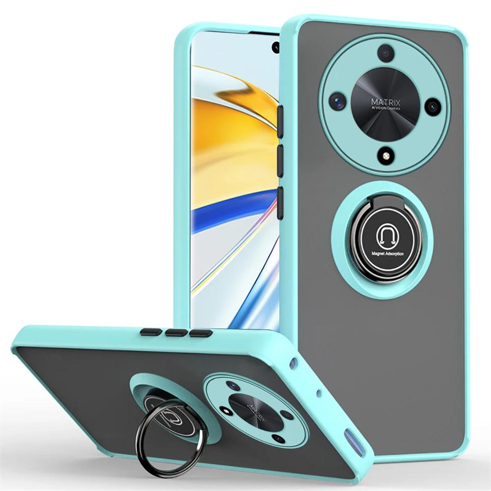 Shockproof Matte Magnetic Case For Honor X5 X6 X7B X8B X9B Play30 plus X30 Magic 4 50 6 Lite Hard Covers With Finger Ring Holder