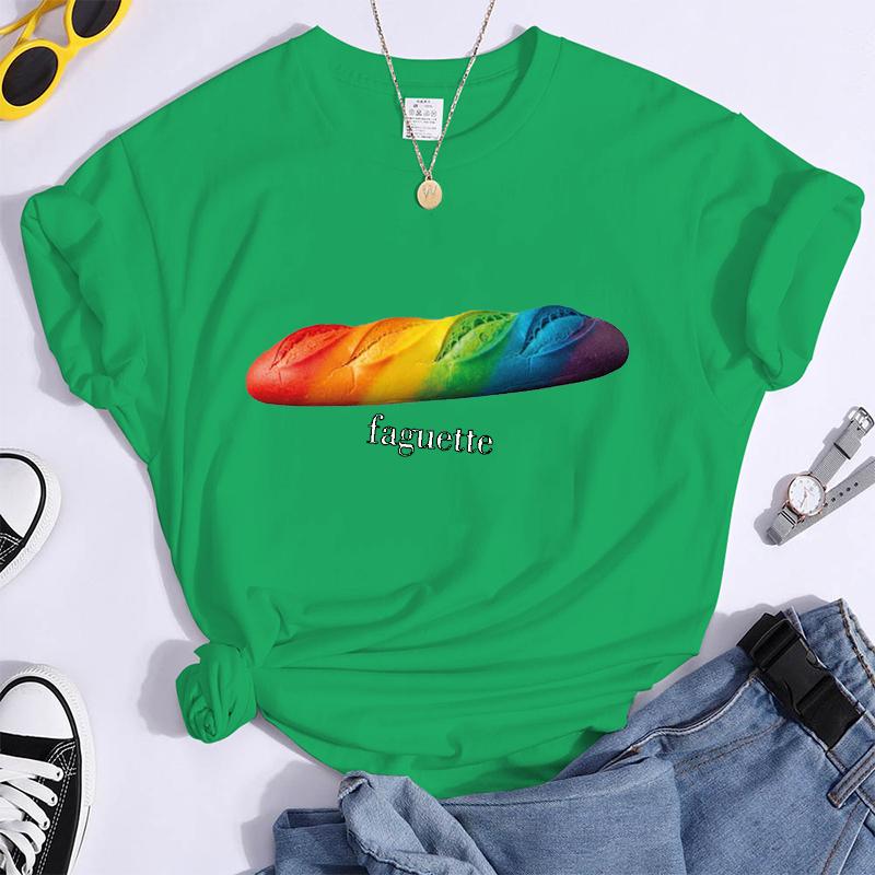 Fun Baguette Faguette LGBT Tshirts Women Men Short Sleeve Lesbian Bisexual Streetwear Fashion Crewneck GAY Trend Tshirts