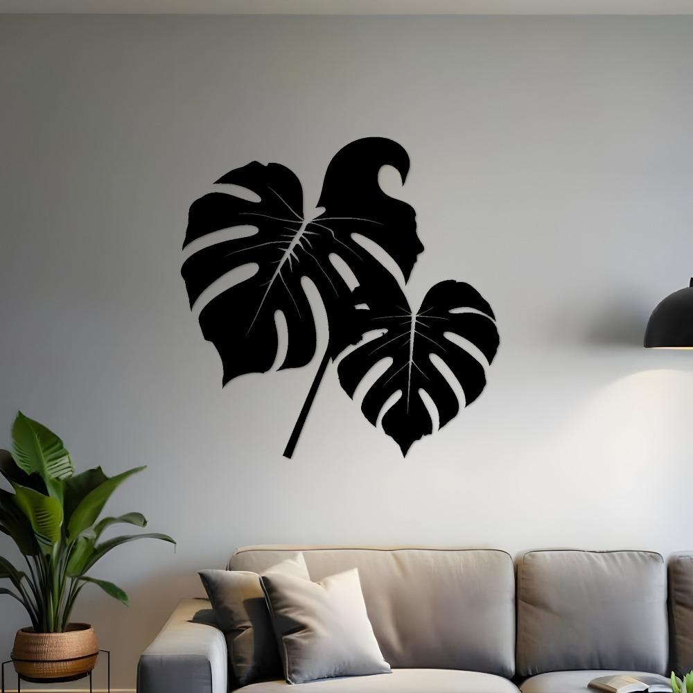 Moderne Monstera-Blatt Metall-Wandkunst Robuste Eisen-Skulptur Haus-Büro Balkon-Dekoration