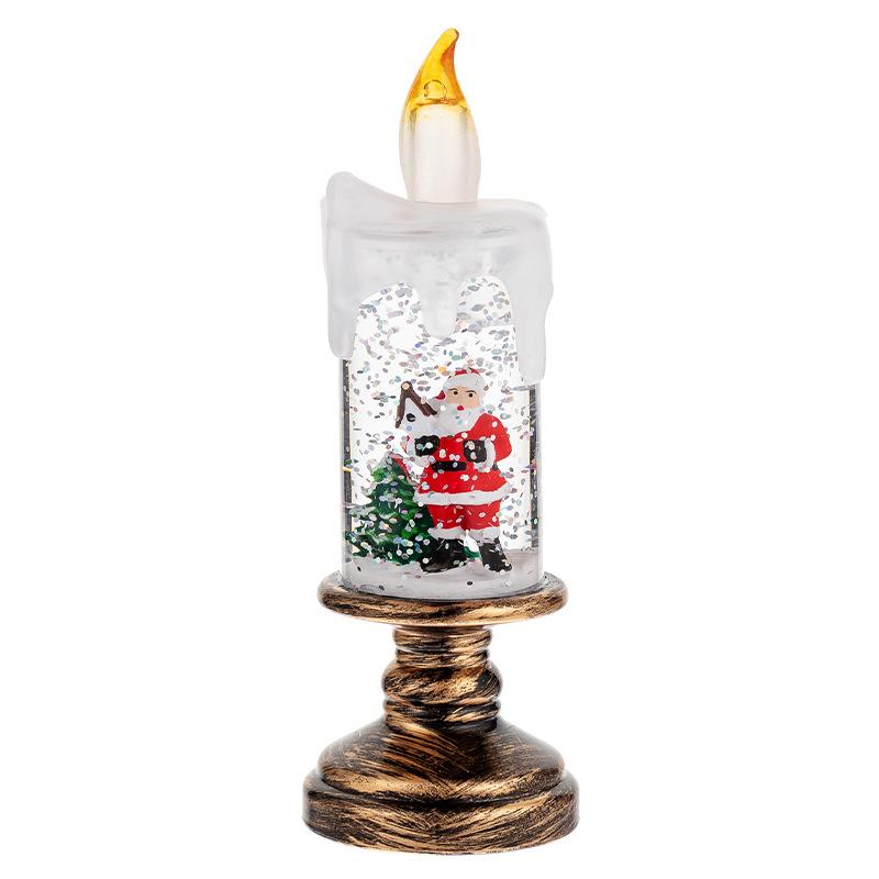 Christmas Snow Globe Lamp, Cartoon Candle Light, Creative Crystal Ball Ornament for Xmas Home Decor