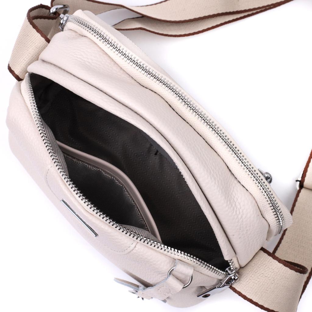 Elegante Zwei-Fächer-Tasche aus echtem Leder Vintage 22593 Weiß