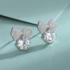 Selling Japanese ,Korean ,European American Personality Adorable Bow Zirconia Sterling Tone Earrings Trendy Stylish FemalePersonality