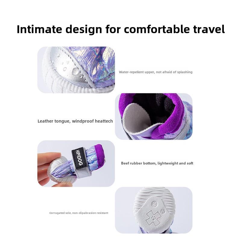 שינוי הדרגתי של סתיו וחורף כלב מוזהב נעלי שלג ערימה מעובה חמות נעלי כותנה צפון-מזרחיות למניעת נעלי כלב חיות מחמד