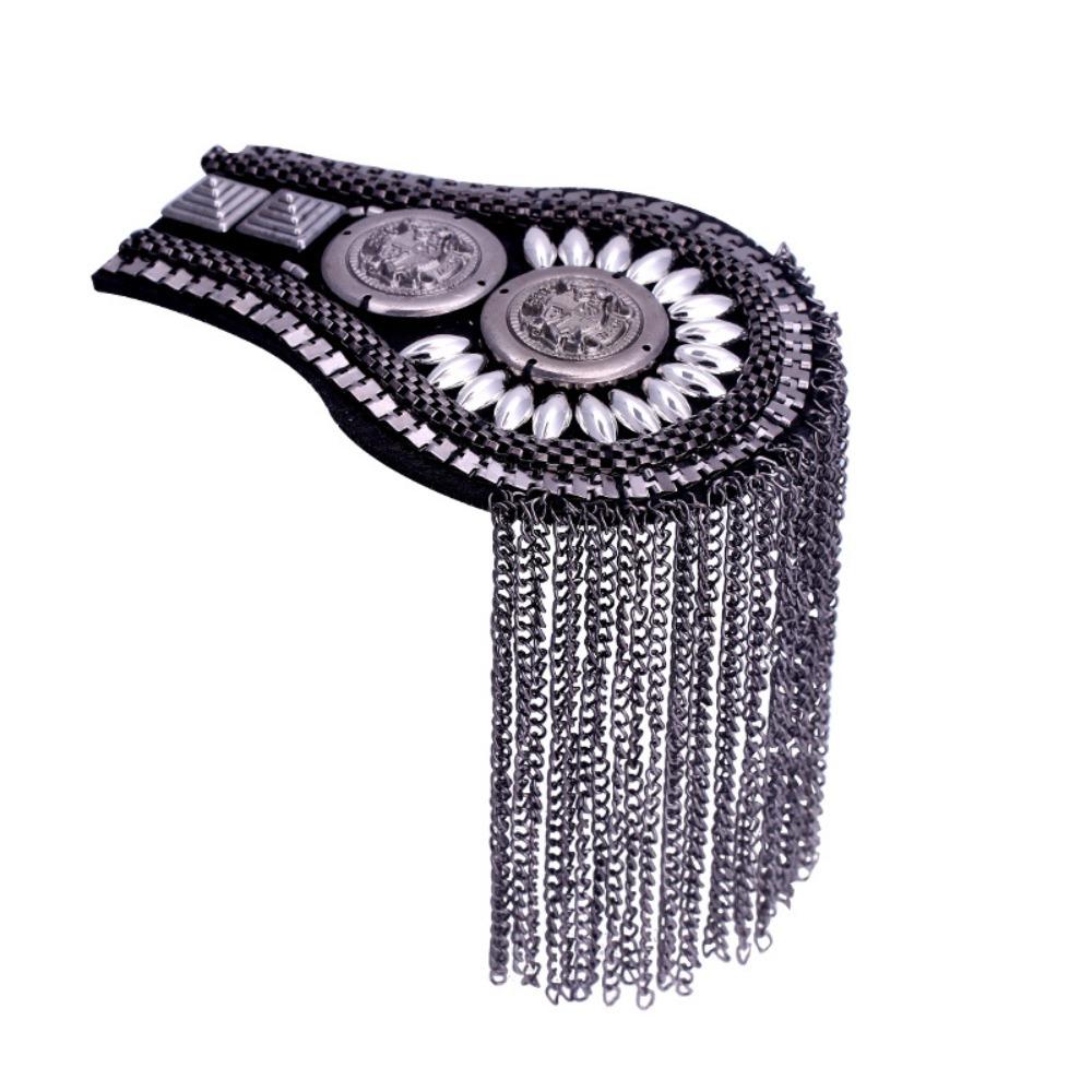 Metal Brooch Shoulder Board Zinc Zinc Alloy Jacket Vintage Brooch Tassel Chain Epaulettes  Party