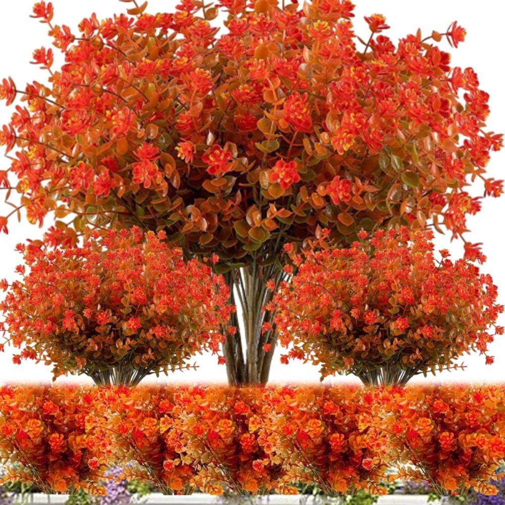 

Plastic Artificial Eucalyptus Branch Handmade Orange Fake Eucalyptus Branch Garden C