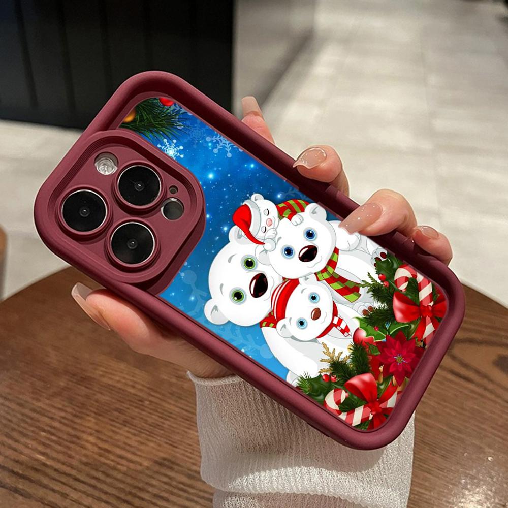 Sky Eye Ladder Soft Case for Samsung A06 A15 A25 A35 A55 A14 A24 A34 S23 S24 FE All Samsung Models Phone Cases Cover NY42 Merry Christmas Bear Deer