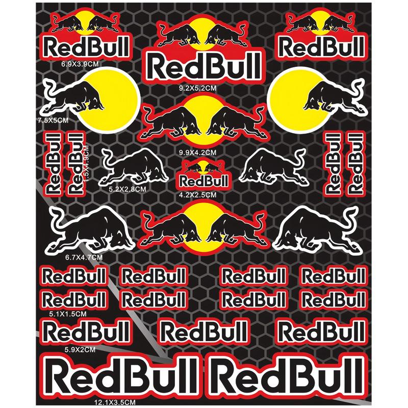Motorcycle Stickers, Red Bull Events Sponsored Stickers, Plastic Helmet, Car Body, Homemade Decorative Waterproof Sunscreen Stickers Tank