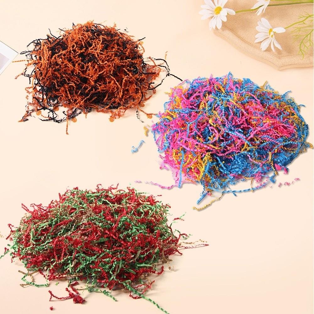 100g/Beutel Gewelltes Buntes Raffia-Crêpepapier Konfetti DIY Hochzeitsfeier Macaron-Farbe Knitterndes Crêpepapier