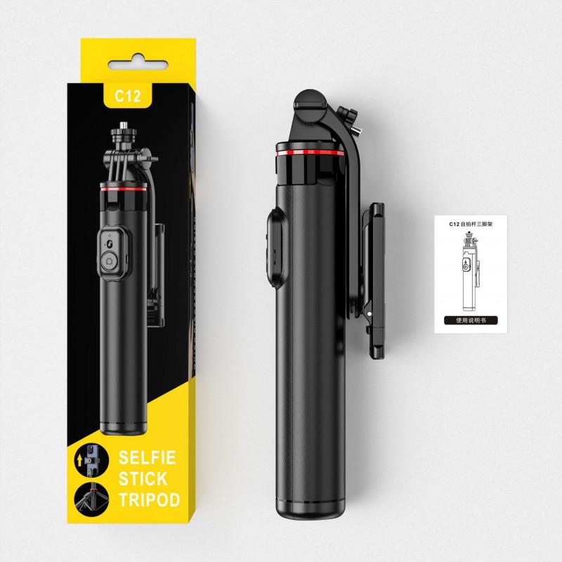 Bluetooth Selfie Stick Tripod With Pan-Tilt Head Adjustable 130cm Phone Mount Desktop Floor Use