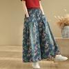 Plus Size Thin Vintage Floral High Waist Casual Loose Women Summer Jeans Denim Wide Leg Pants