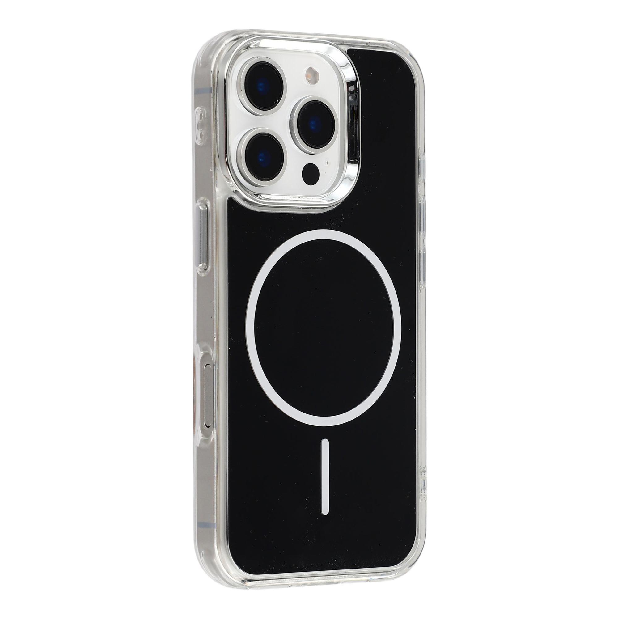 For iPhone 16 Pro Magnetic Case Electroplated Camera Frame TPU Acrylic Anti-drop Phone Back Cover Compatible with MagSafe