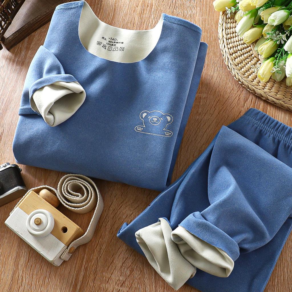 Children's Set Autumn/Winter New Boys' Autumn Clothes and Pants Set, Middle Children's Warm Underwear Set