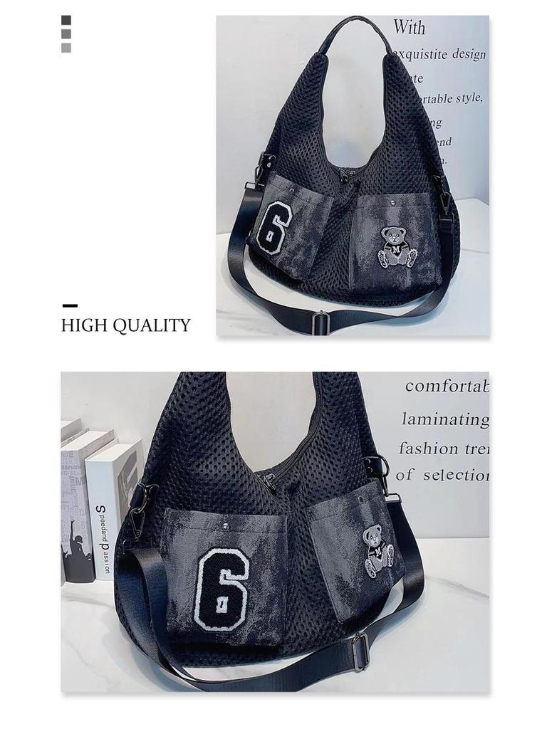 Chic Korean Style Women's Mesh Shoulder Bag - Large Capacity, Lightweight, Casual Underarm Bag for Easy Commuting