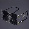 20pcs Women's Retro Metal Fashionable Glasses Elegant Polygonal Frameless Cat Eye Party Glasses Unisex Cool Black Glasses