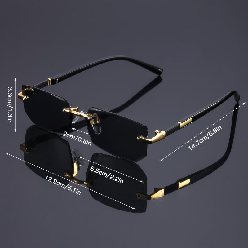 20pcs Women's Retro Metal Fashionable Glasses Elegant Polygonal Frameless Cat Eye Party Glasses Unisex Cool Black Glasses