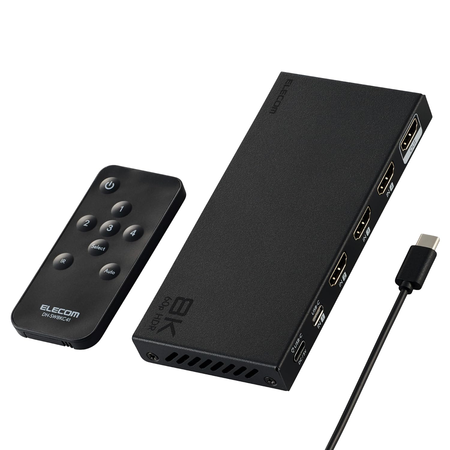 

ELECOM HDMI Switcher 8K 60Hz 4 inputs 1 output x 3 x with remote control switching TV Stick and others (HDMI + Type-C 1) [Auto/manual available]