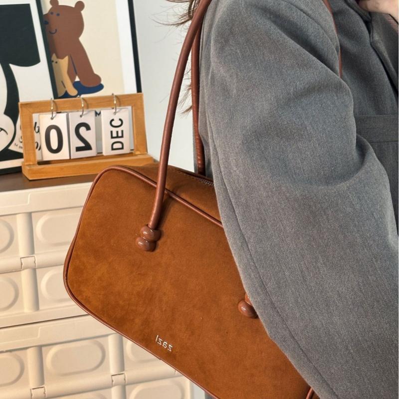 Fall Winter New Arrival Suede Boston Bag Large Capacity Tote Shoulder Bag for Women Commute Work
