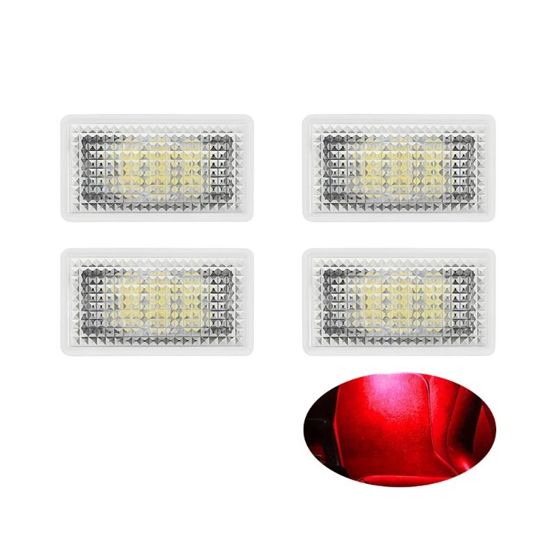 Trunk and Door Light Replacement Set, 4 LED Cabin Lamps for Footwell Courtesy and Front Trunk Lighting Use in Vehicles