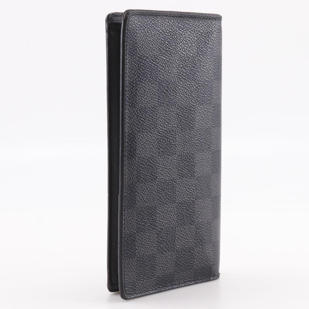 Louis Vuitton Portefeiulle Braza Purse N62665 Black Damier Grafitto Canvas Mens Used