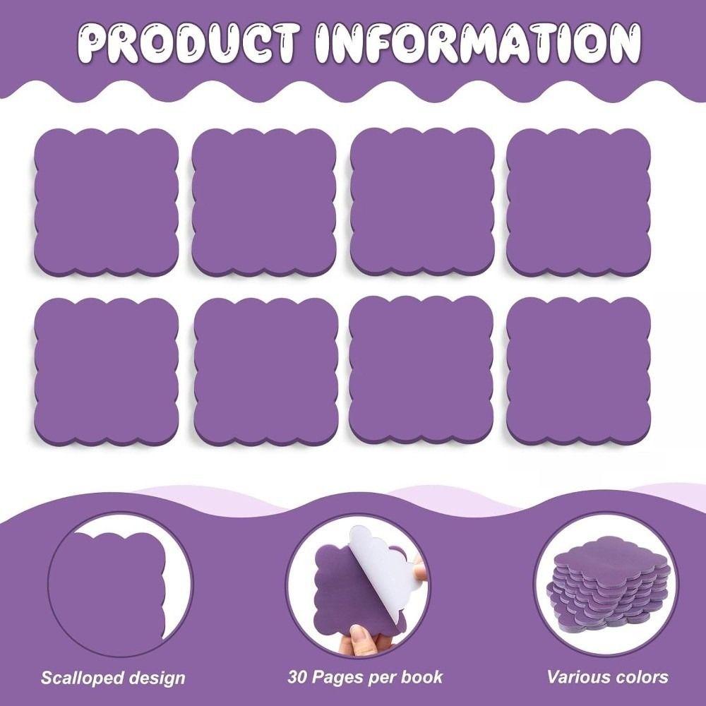 240 Sheets Self-adhesive Self Sticky Notes Adhesive Backing Scalloped Sticky Notes  Home Study