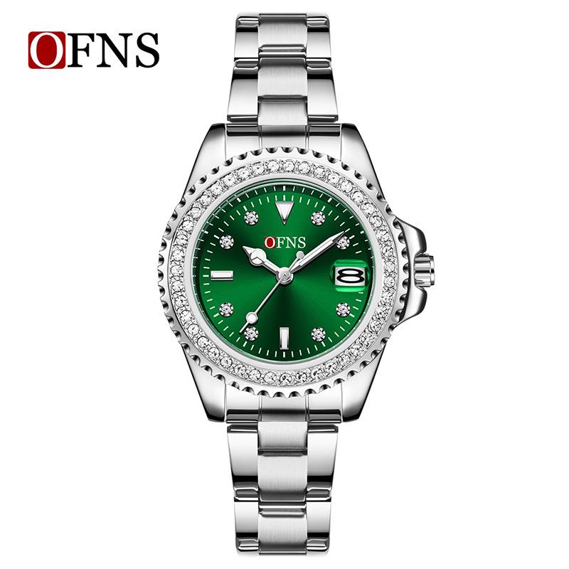 Women's Quartz Watch Simple Diamond Inlaid Waterproof Luminous Calendar Three Needle Business Fashion Women's Watch