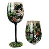 Hand-Painted Four Seasons Crystal Wine Goblet