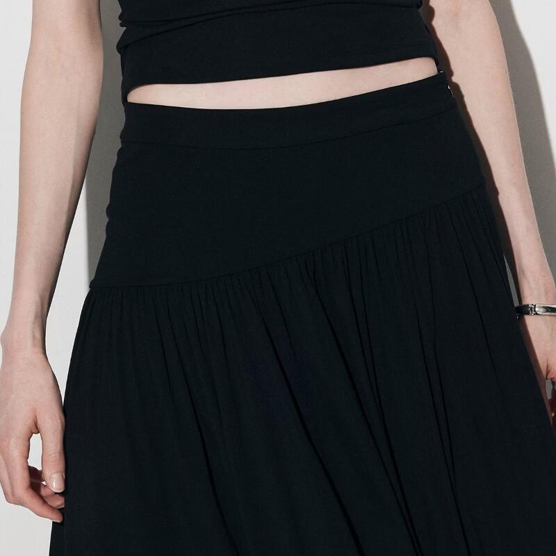 ONLY 2026 Spring Asymmetric Pleated Midi Skirt