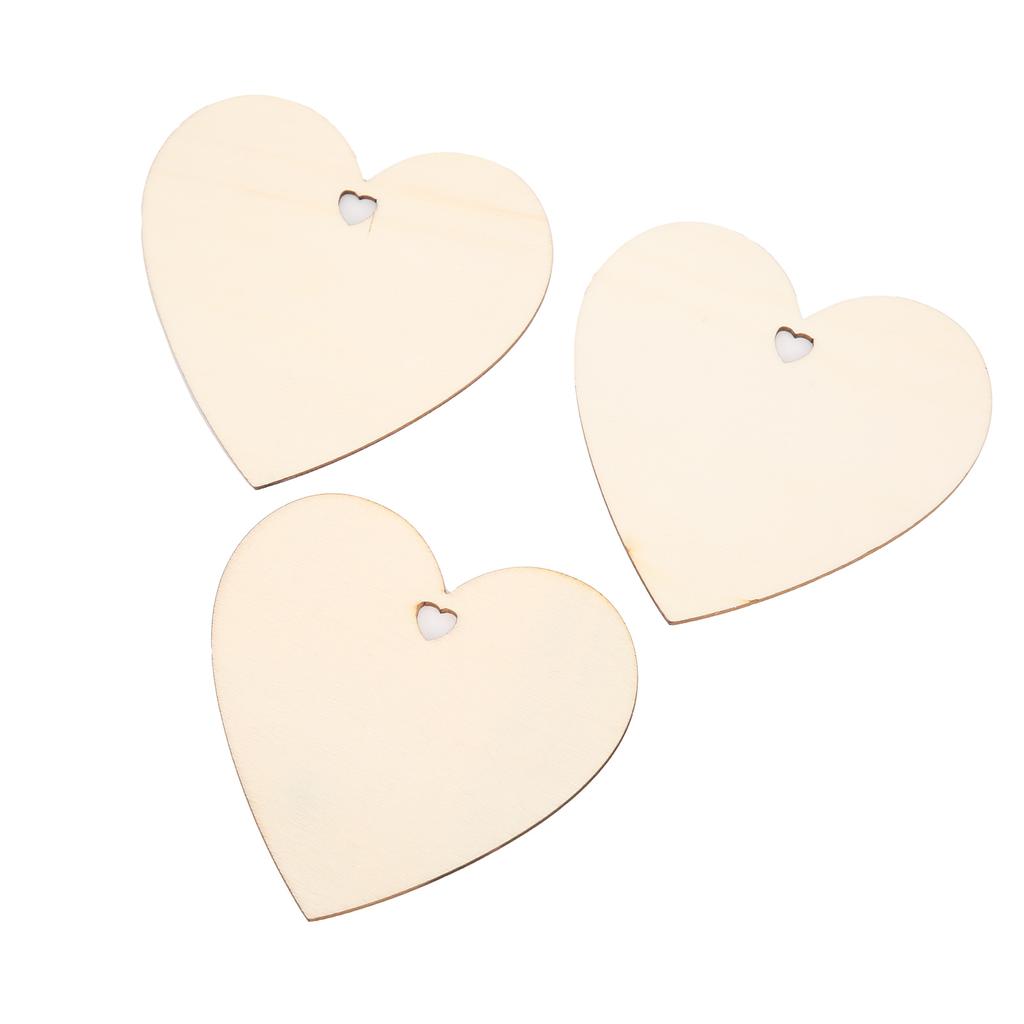 30pcs Heart Ornament Wooden Romantic Decorative Sign with Rope Gift Tag for DIY Enthusiast