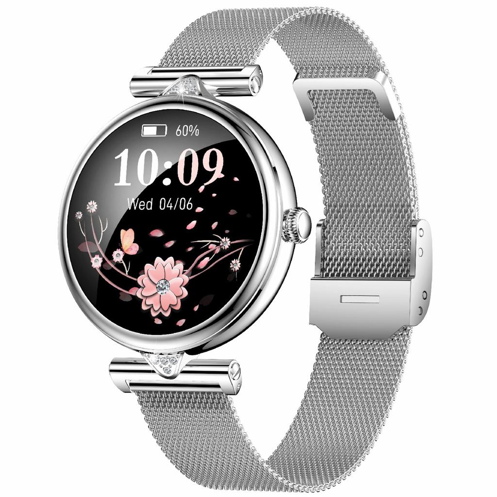 AK73 Damski Smartwatch Monitor Sportowy Wodoodporna Bransoletka z Paskiem z Siatki Stalowej