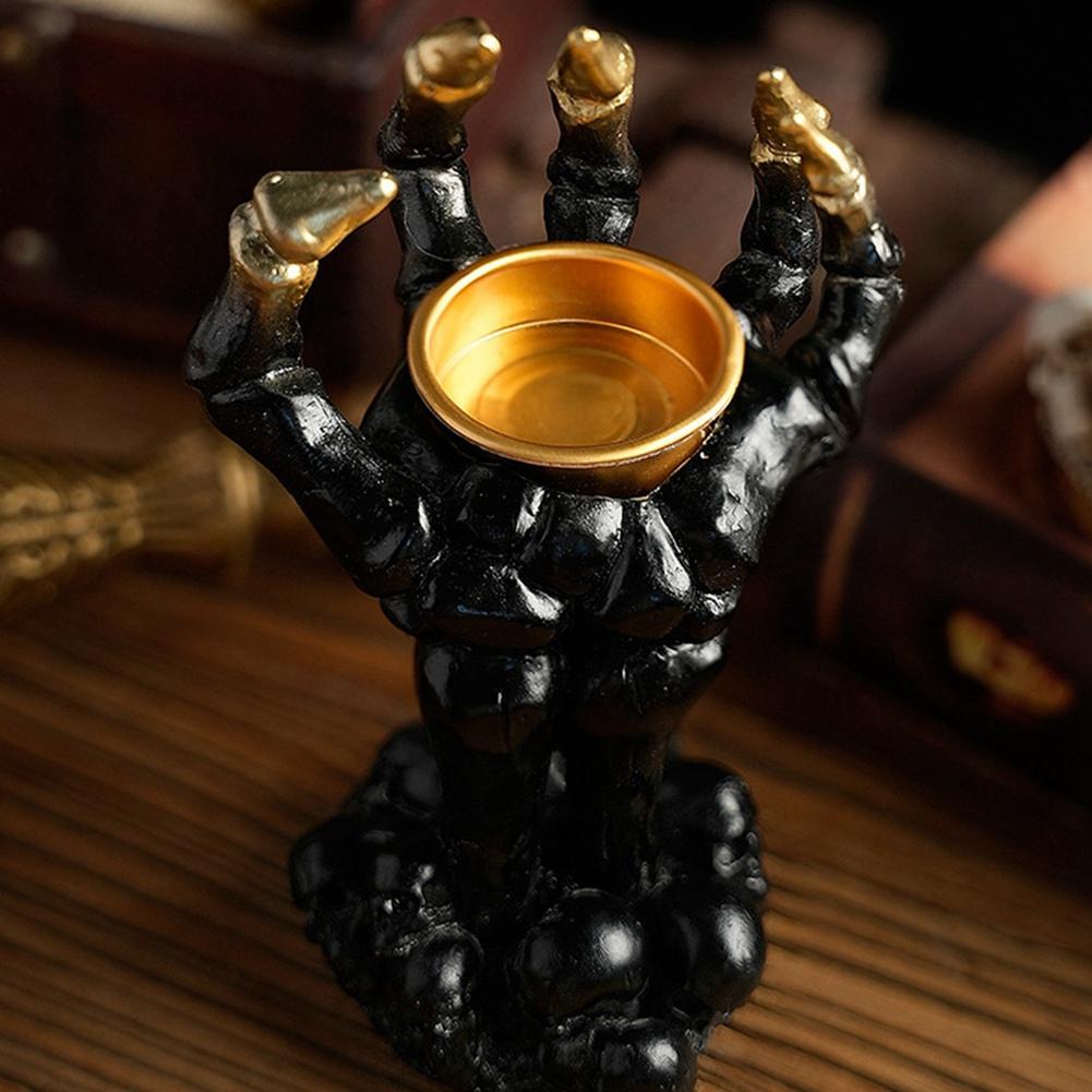 M-Modern-Halloween Candle Holder Skeleton Ghost Hand Candle Holder Resin Ornament Ghost Festival Candle Holder Candle Light