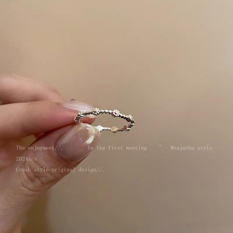 Light luxury fashion high sense pearl zircon copper ring women's design sense retro personality open index finger ring simple
