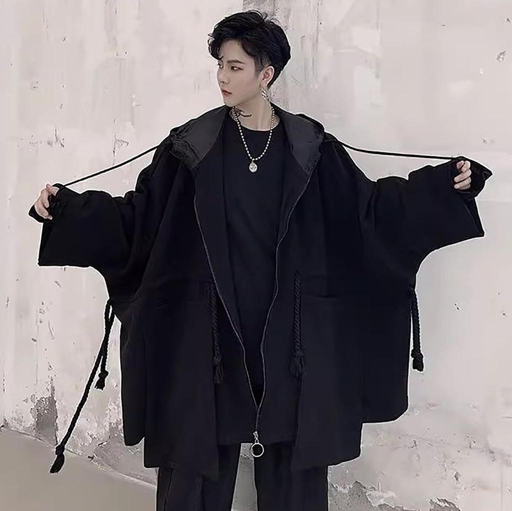 TOWYYO Poncho Einfacher Dolman-Umhang mit Ausgestellter Mehrlagiger Fleece Plus Harajuku und Modern Schmeichelhaft für und Winter Herren-Hoodie, Farbe, Kapuze, Ärmel,