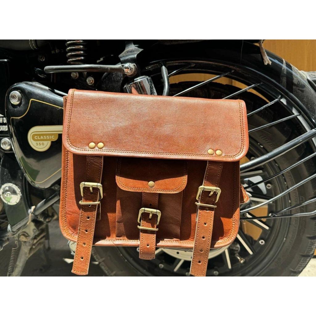 Motorcycle Leather Bag Side Pouch Saddlebag Saddle Panniers Tool Bags Genuine
