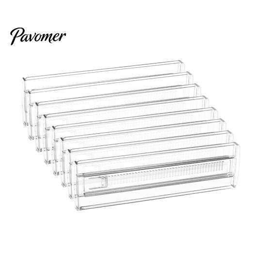 Adjustable Drawer Divider Clear Organizer Expandable Separator with Easy Installation for Clothes Baby Utensils Cutlery Bedroom Kitchen Organization
