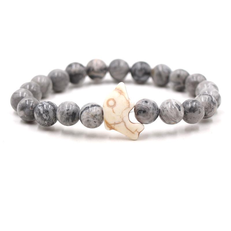 Naturstein Armband Mode Männlich Weiblich Delphin Stretch Paar Armband