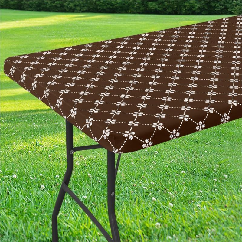 Homaxy Rectangle Vinyl Table Cloth Elastic Fitted Tablecloth With Flannel Backing Waterproof Plastic Table Cover Camp Tablecloth