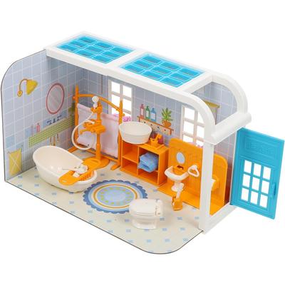 Casa delle bambole Mini giocattolo Set di gioco per bambole Accessori Bagno Lavandino Mobili Modello Camera da letto Cucina Gelato Fiorista Soggiorno Panetteria Gioielli Frutta 1 set