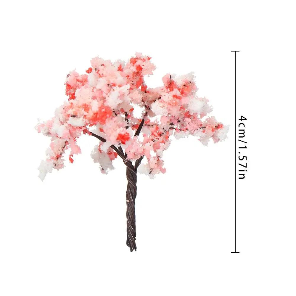 5pcs Artificial Pink Tree Willow Miniature Flower Tree Fairy Mini Craft Micro Landscaping Decor
