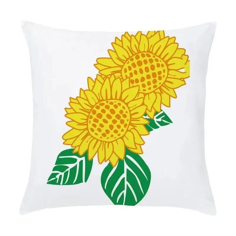 Luxury Home Decor Pillow Cover Living Room Sofa Cushion Cover Oil Painting Sunflower Photo Pattern Cushion Cover