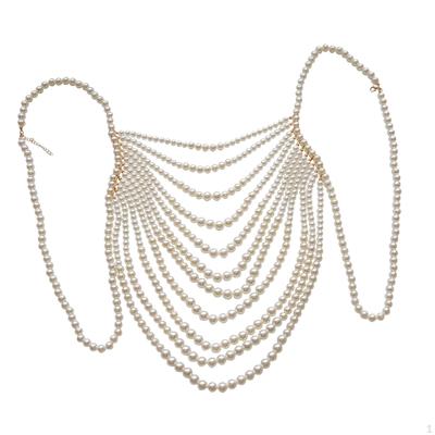 Beaded Body Chain Jewelry Women Bra Chains Trendy Crop Top Halter Outfit for Rave Festival Wedding