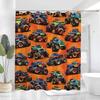 Water-Resistant Monsters on Wheels Bath Drapery - 71x71", Polyester, Machine Washable, Cartoon Trucks & Cars