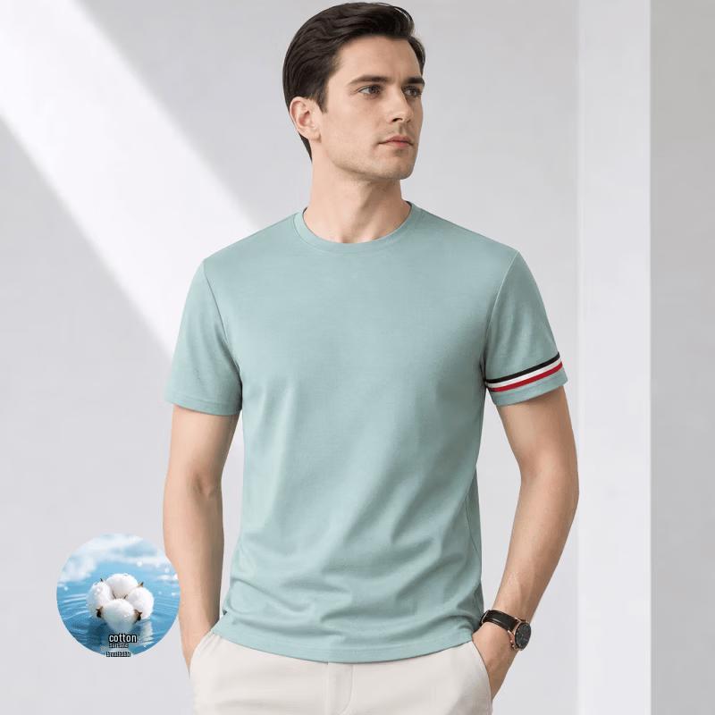 VEE KELLEN Men's Round Neck Short Sleeve Cotton T-Shirt