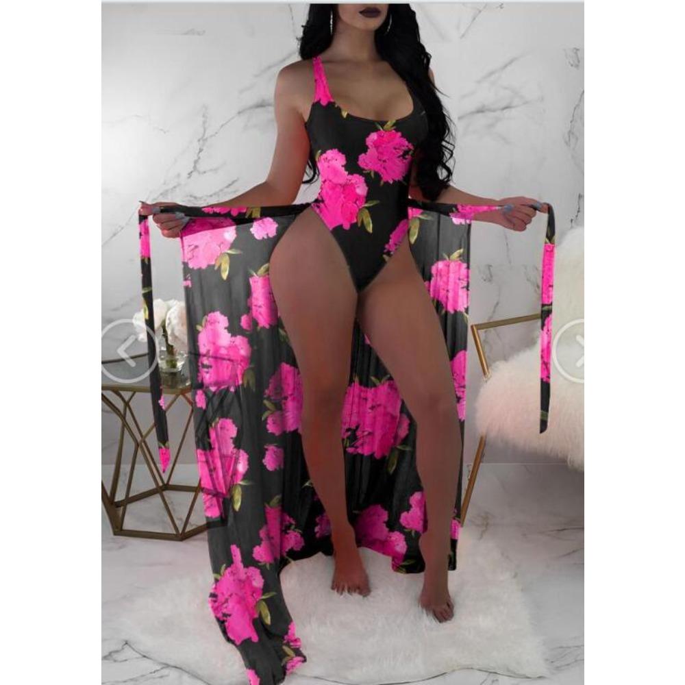 

Европейский и американский купальник женский тройной сетчатый блузка бикини с контрастным цветным принтом S