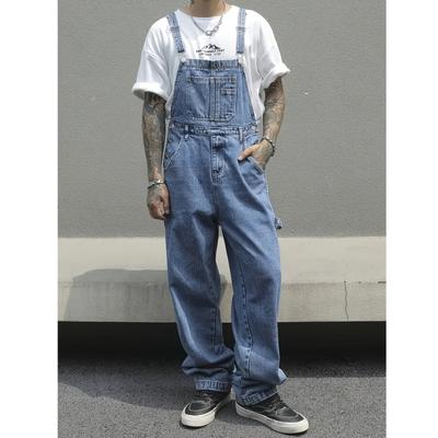 Letní topy Street Style Džínové Pánské Montérky Dospělý Džínové Pracovní Kalhoty Kombinéza Pánská Více Kapsy Volné Pánské Džínové Montérky Pánské