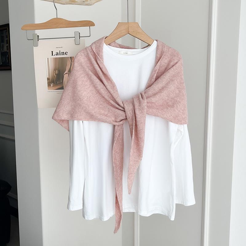 Women's Luxury Knit Shawl: Light, Versatile Solid Color Triangle Scarf & Cardigan for Spring/Autumn