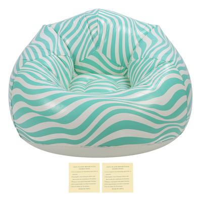 Inflatable Chair PVC Wave Strip Pattern Ergonomic Desig Minimalism Inflatable Beanbag Chair Green