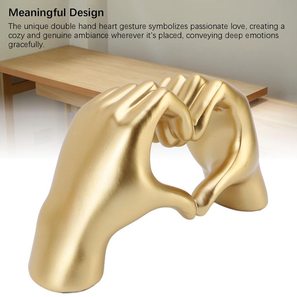 Herz Hände Skulptur Harz Ästhetische Geste Dekoration Modernes Herz Zeichen Statue Kunst Figur für Couchtisch Regale Hochzeit Golden