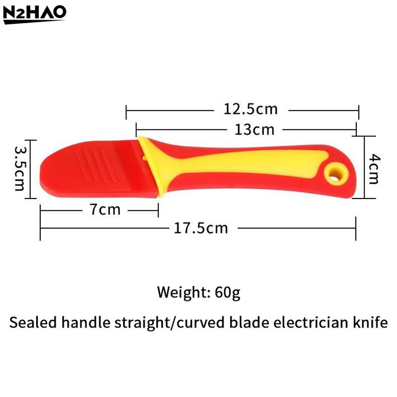 Rubber Hand Tool Insulated Knife Electricians Wire Stripper Cable Stripping Snips Straight Curved Blade Rubber Handle Peeling
