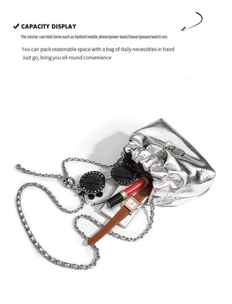 2025 Lux Pleated Cloud Chain Shoulder/Crossbody Bag - Elegant Women's Fashion Accessory