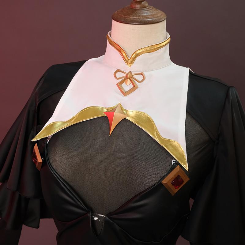 Original Genshin Impact Shenhe Nun Cosplay Costume Women Uniform Halloween Nun Dress Black Apparel Masquerade Outfits